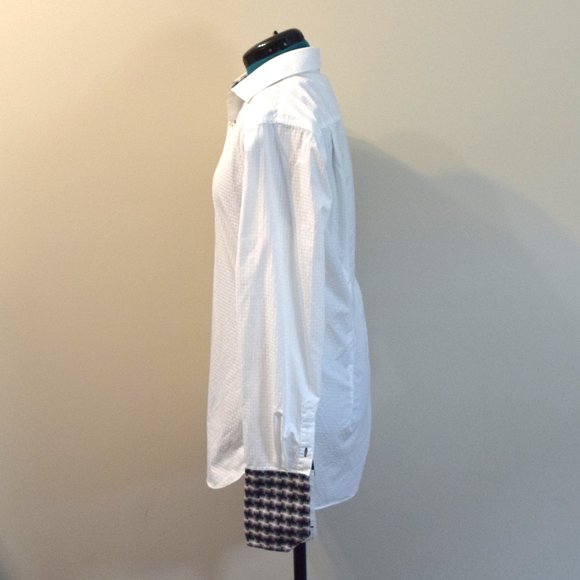 Men's Antonio Valente Crossover Trim Fit White Cotton Dress Shirt - Picture 6 of 9